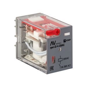 Реле промежуточное с кнопкой и мех. Индикацией RPAt 22/4 5A 230В AC EKF rpat-22-4-230AC