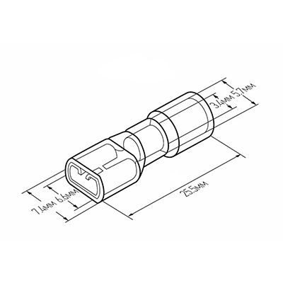 Клемма плоская полностью изолированная термоусаживаемая РПи-м-т 6.0-(6.3)/РпИм-т 6-7-0,8 гнездо 6.6 мм 4-6 мм² желтый REXANT - Фото 3