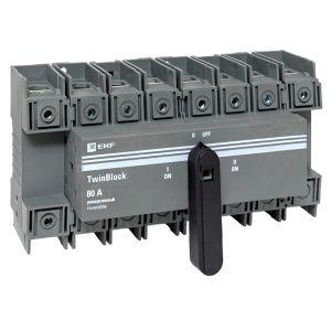Рубильник 80A 4P реверсивный c рукояткой для прямой установки TwinBlock EKF tb-s-80-4p-rev