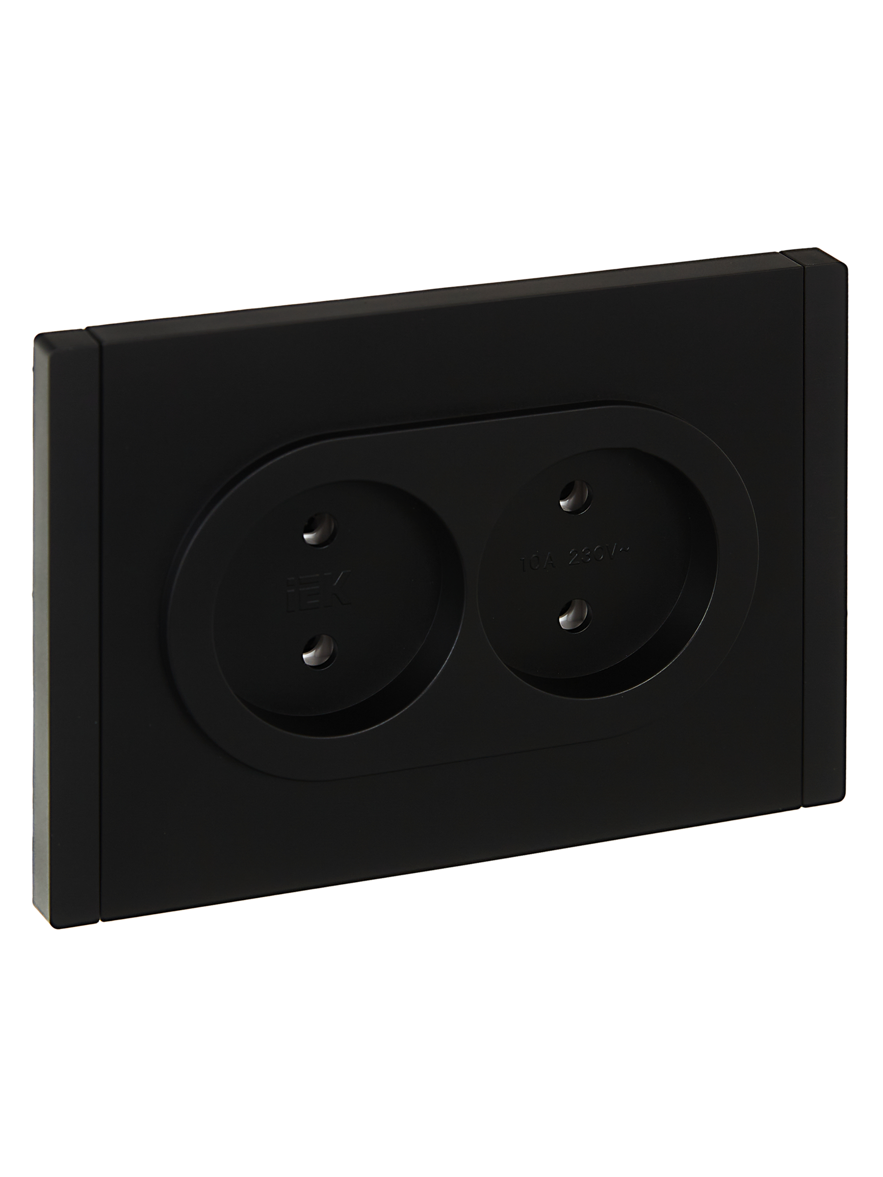 FORTE&PIANO Розетка 2-местная без заземления без защитных шторок безвинтовое крепление 10А FP126 черный IEK FP-R20-10-1-K02