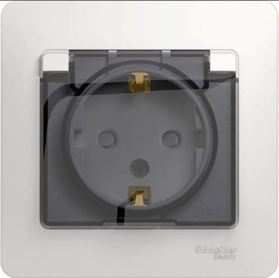 Розетка 1-м СП Glossa 16А IP44 с заземл. защ. шторки с крышкой в сборе бел. SE GSL000148 275157