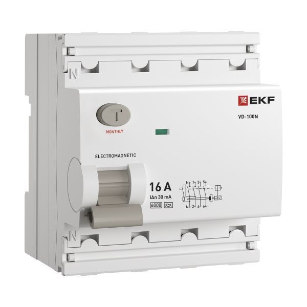 ВДТ ВД-100N 4P 16А 30мА A эл-мех 6кА PROXIMA EKF E1046MA1630