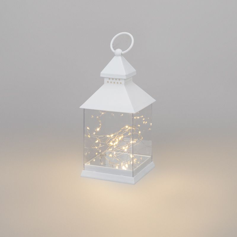 Декоративный фонарь с росой, белый корпус, размер 10,7х10,7х23,5 см, цвет теплый белый 513-050