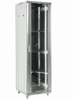 Напольный шкаф 19" 32U 600×600×1609 (ШxГxВ), дверь стекло, металлическая задняя дверь, боковые съемные стенки, RAL 7035 REXANT 04-3266-211