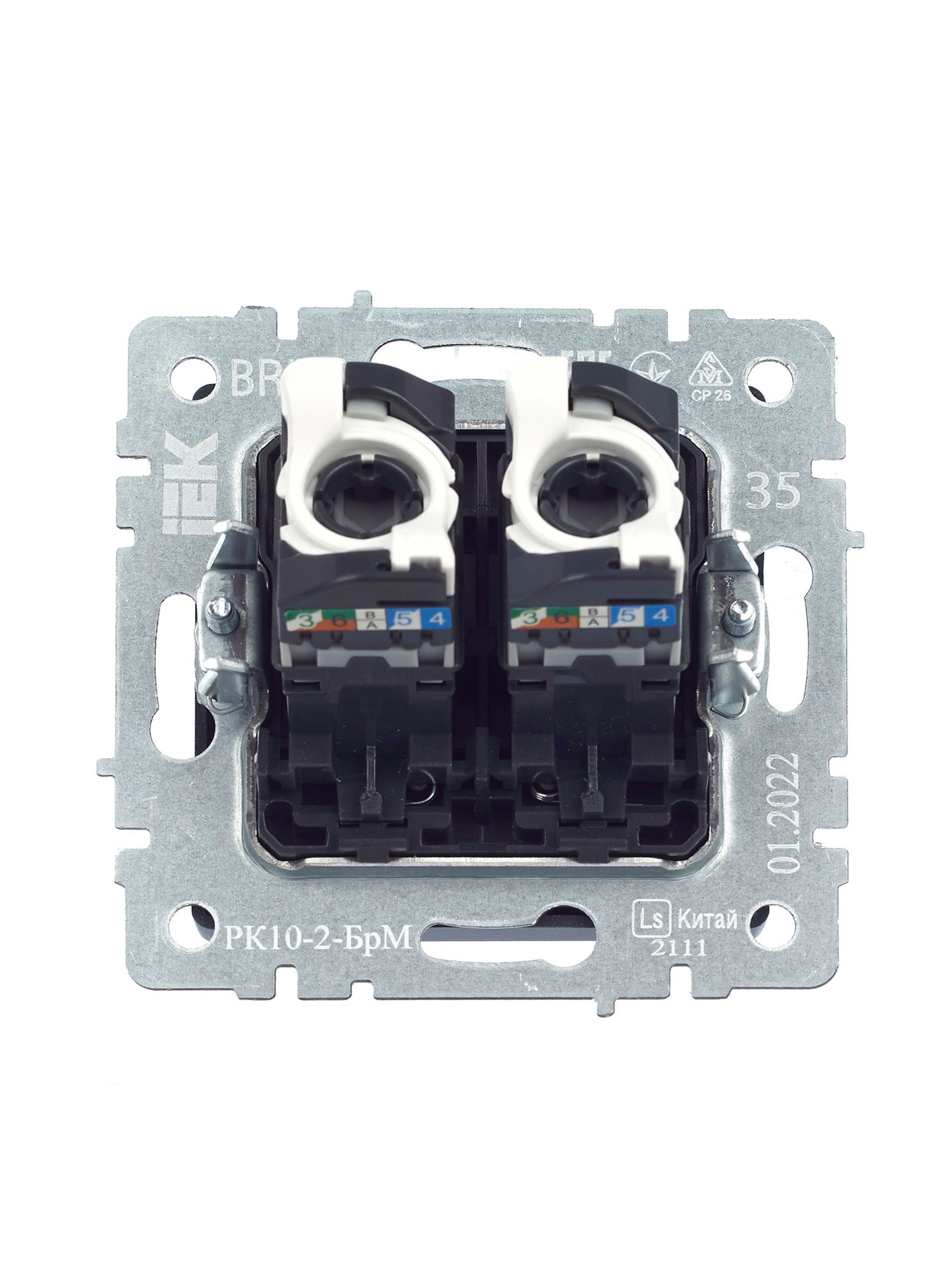 BRITE Розетка компьютерная двойная RJ45 кат.5E РК10-2-БрМ маренго IEK - Фото 8