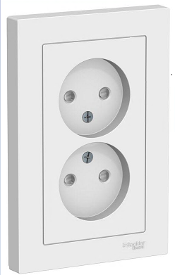 Розетка двойная AtlasDesign без заземл. со шторками16А в сборе лотос SE ATN001322 1739917