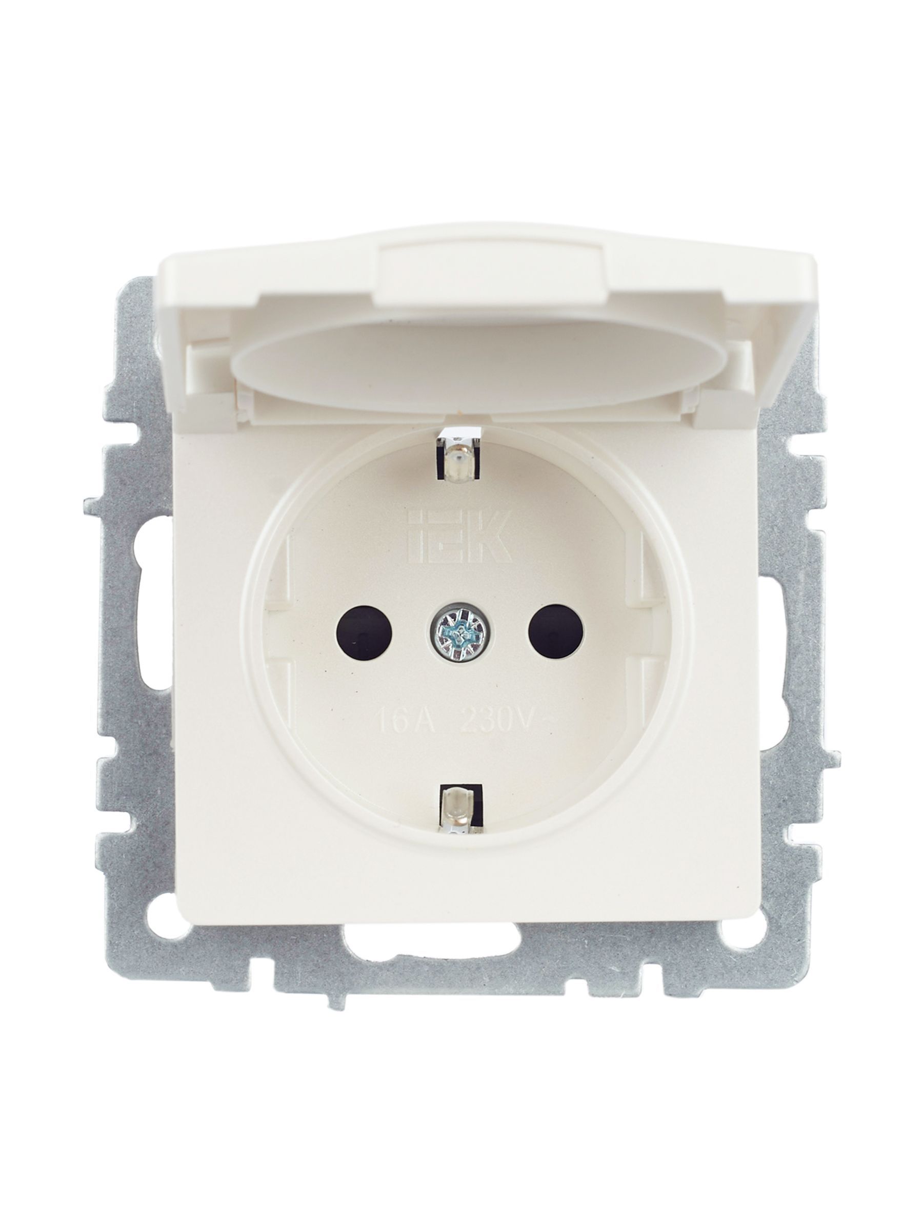 BRITE Розетка 1-местная с заземлением с защитными шторками и крышкой 16А IP44 РСбш10-3-44-БрЖ жемчуг IEK - Фото 7