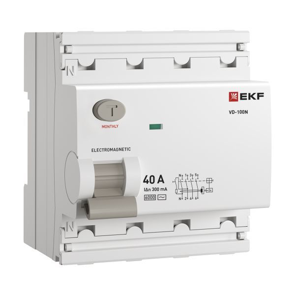 ВДТ ВД-100N 4P 40А 300мА AC эл-мех 6кА PROXIMA EKF E1046M40300