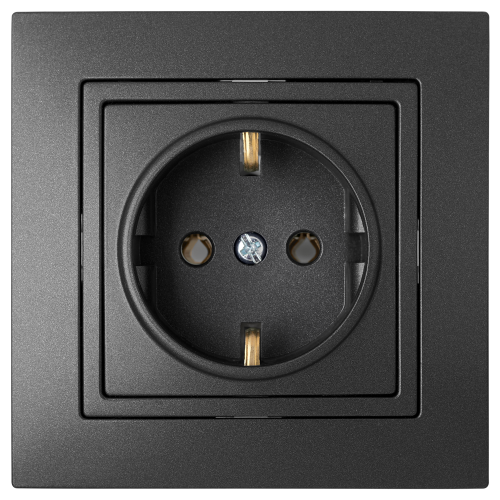 Розетка штепсельная с заземляющим контактом скрытой установки РС16-339 графит