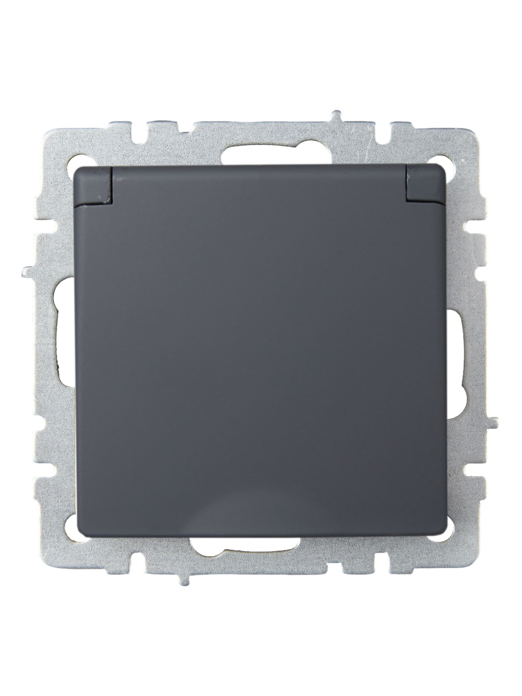 BRITE Розетка 1-местная с заземлением с защитными шторками и крышкой 16А IP20 РСбш10-3-БрГ графит IEK - Фото 3