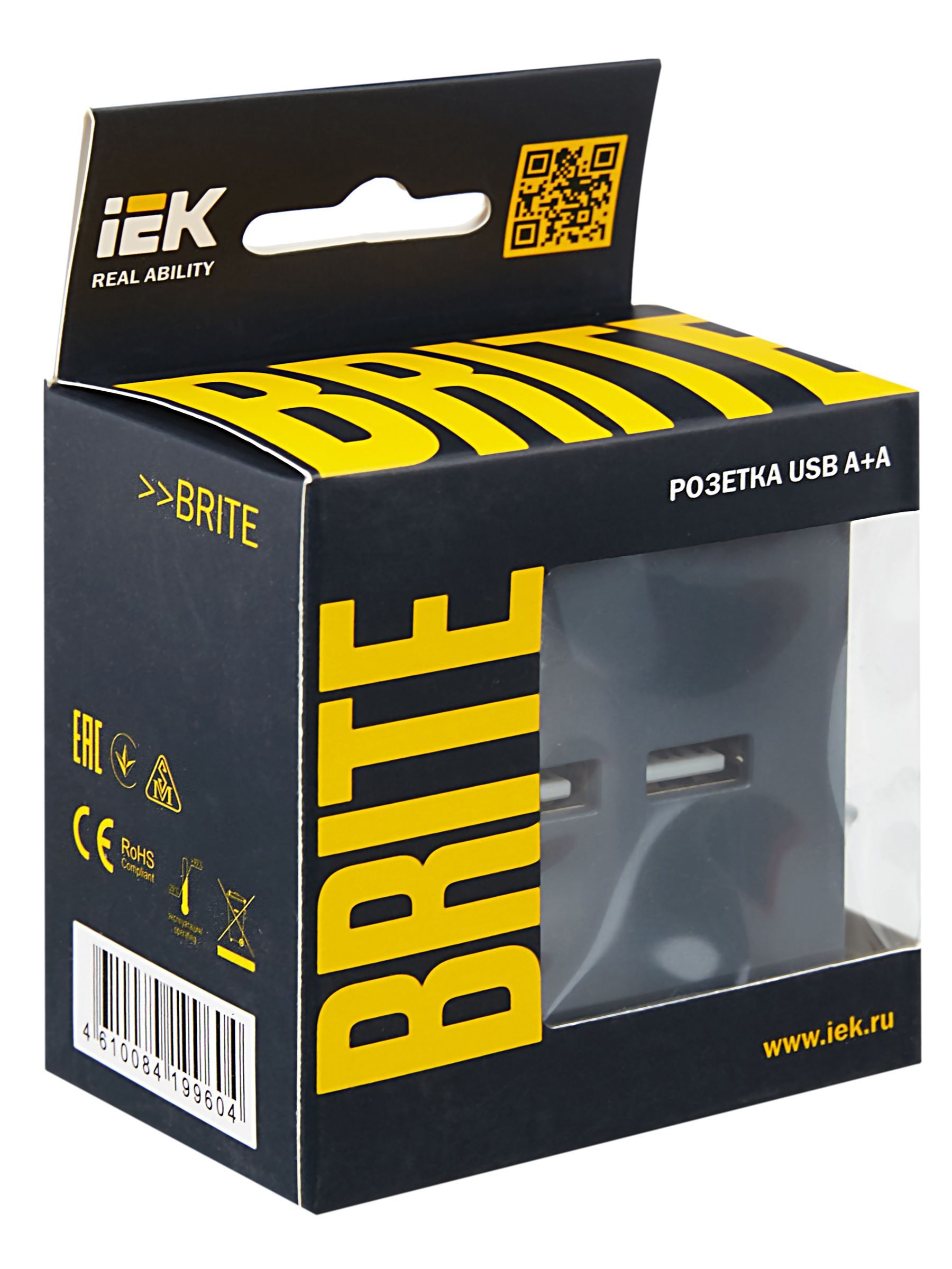 BRITE Розетка USB A+A 5В 3,1А РЮ10-1-БрМ маренго IEK - Фото 2