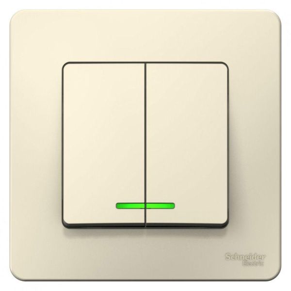 Выключатель 2-кл. СП Blanca 10А IP20 (сх. 5) 250В с подсветкой молочн. SE BLNVS010512