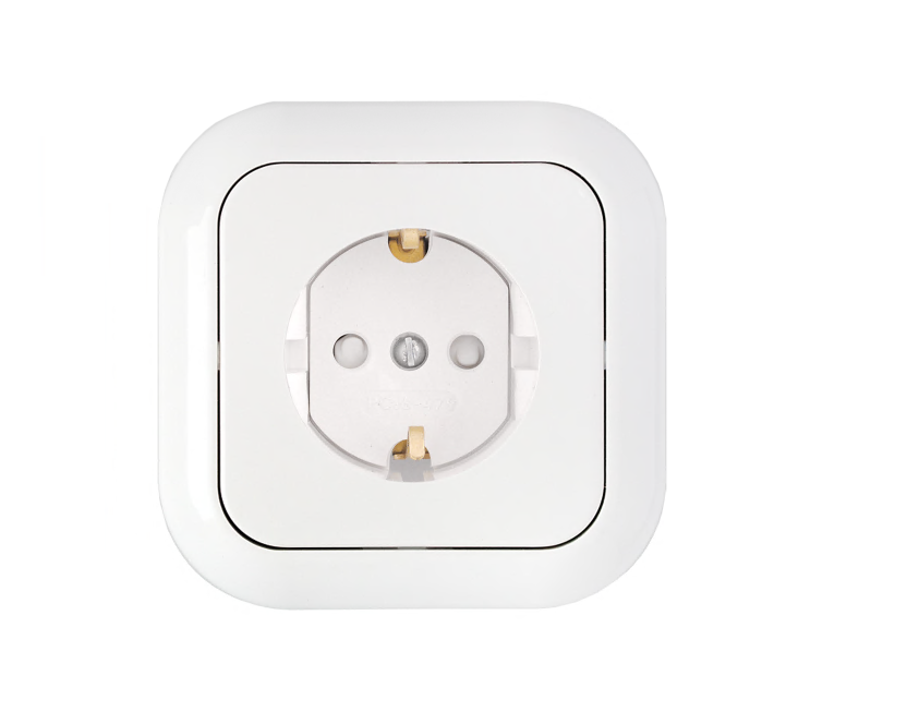 Розетка штепсельная с заземляющим контактом и шторками скрытой установки РС16-253