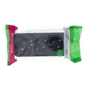 Розетка 3-м ОП Blanca 16А IP20 250В с заземл. защ. шторки с изолир. пластиной антрацит SE BLNRA011316 1210642