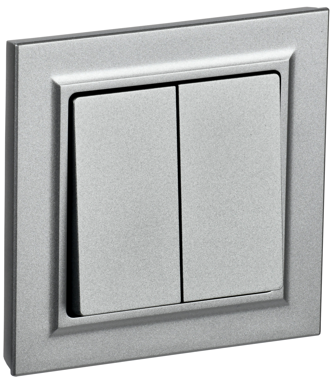 BRITE Выключатель 2-клавишный 10А в сборе ВСР10-2-0-БрА алюминий IEK