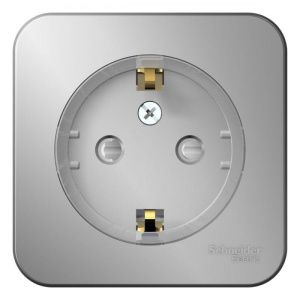 Розетка 1-м ОП Blanca 16А IP20 250В с заземл. защ. шторки с изолир. пластиной (компакт) алюм. SE BLNRA111113 1210552