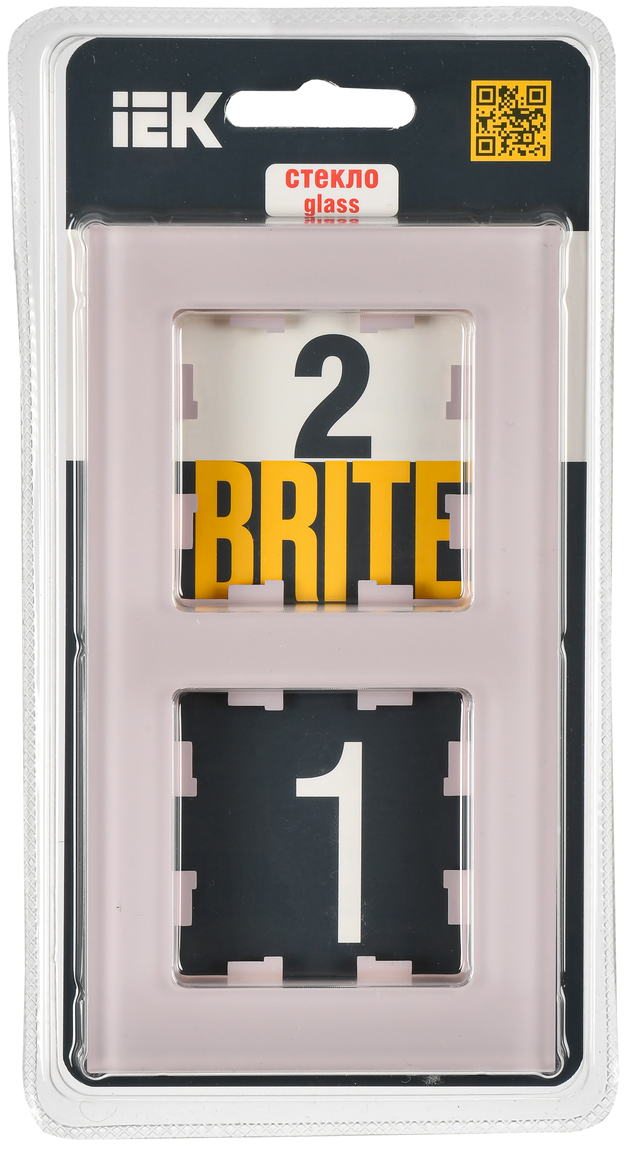 BRITE Рамка 2-местная РУ-2-2-Бр стекло розовый матовый IEK - Фото 2