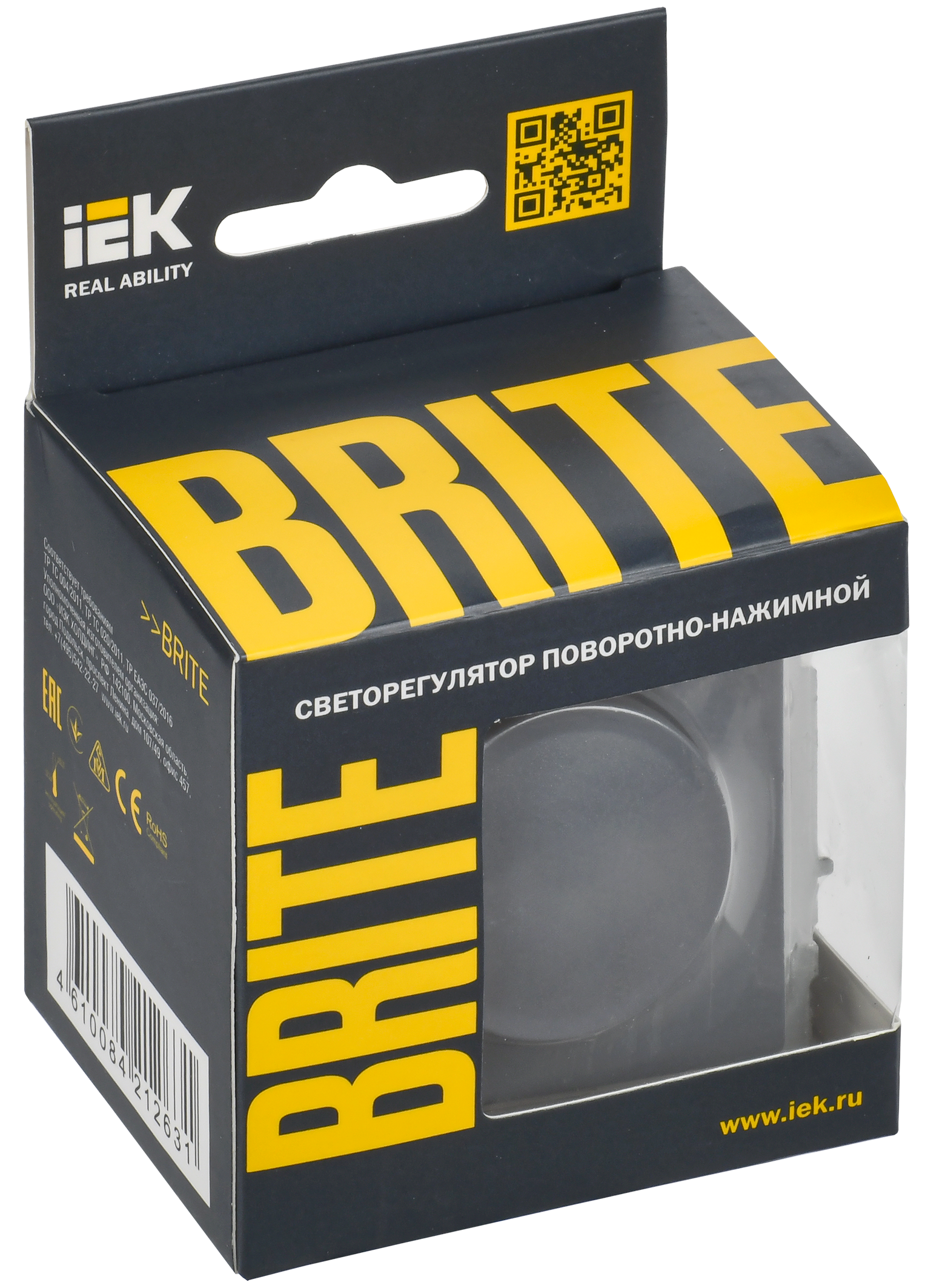 BRITE Светорегулятор поворотно-нажимной 600Вт СС10-1-0-БрМ маренго IEK - Фото 2