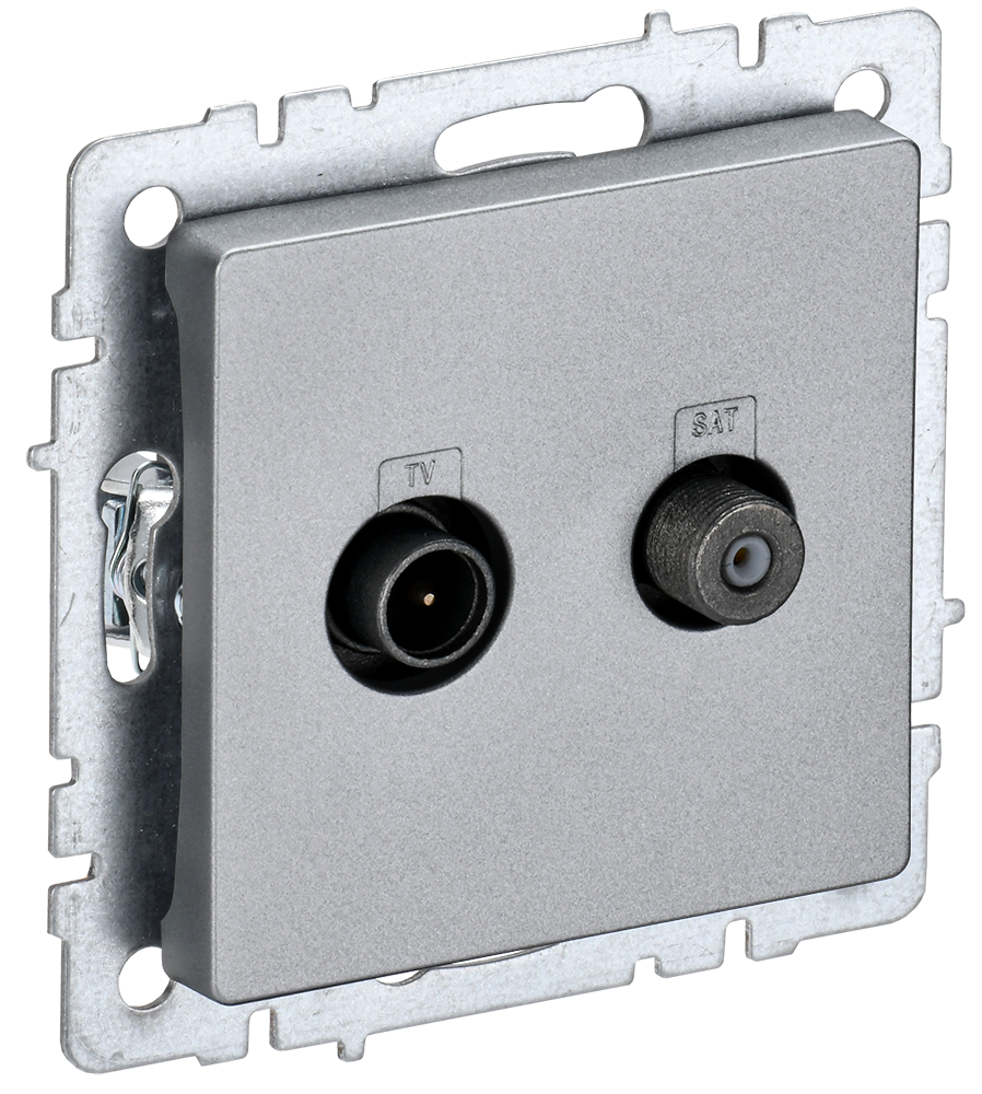 BRITE Розетка двойная TV+SAT РТВ/РСп12-БрА алюминий IEK BR-AF20-O-K47