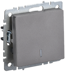 BRITE Выключатель 1-клавишный с индикацией 10А ВС10-1-1-БрС сталь IEK BR-V10-1-10-K46