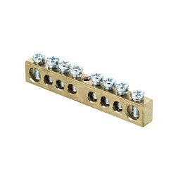 Шина PEN "ноль-земля" (8x12мм) 8 отв. латунь крепеж по центру EKF sn0-125-8-c