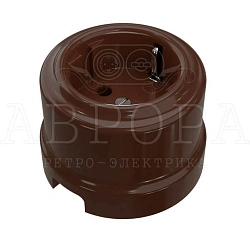 Розетка ретро с заземляющим контактом, цвет - коричневый GE70302-04