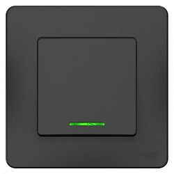 Переключатель проходной 1-кл. СП Blanca 10А IP20 (сх. 6) 250В с подсветкой антрацит SE BLNVS010616 1210375