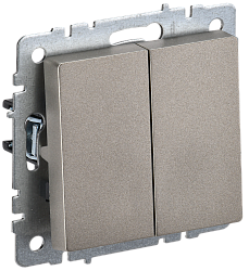 BRITE Выключатель 2-клавишный проходной 10А ВС10-2-6-БрШ шампань IEK BR-V22-0-10-K37