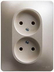 Розетка 2-м СП Glossa 16А IP20 250В без заземл. в сборе перламутр. SE GSL000620 1180346