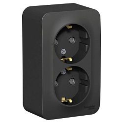 Розетка 2-м ОП Blanca 16А IP20 250В с заземл. защ. шторки антрацит SE BLNRA011206 1210621