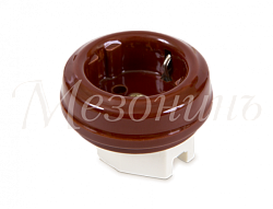 Розетка ретро фарфоровая, двухполюсная,с заземляющим контактом(D70x20,16А, 250В, IP20, без подъем GE70301-04k