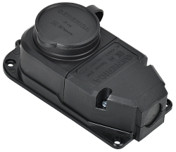 Розетка (колодка) с защитной крышкой 16А IP44 каучук черная GENERICA ERK10-016-01-44-K02-G