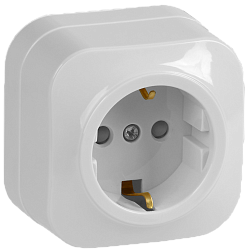 GLORY Розетка 1-местная для открытой установки с заземлением с защитными шторками 16А РСш20-3-ХБ белый IEK ERH14-K01-16