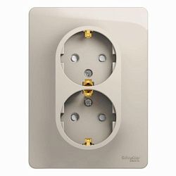 Розетка 2-м СП Glossa 16А IP20 250В с заземл. защ. шторки в сборе молоч. SE GSL000926 454454