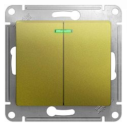Выключатель 2-кл. СП Glossa 10А IP20 (сх. 5а) 10AX с подсветкой механизм фисташк. SE GSL001053 454369