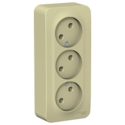 Розетка 3-м ОП Blanca 16А IP20 250В без заземл. без защ. шторок с изолир. пластиной беж. SE BLNRA000317 520069