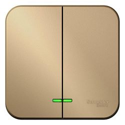 Выключатель 2-кл. ОП Blanca 10А IP20 (сх. 5) 250В с подсветкой с изолир. пластиной титан SE BLNVA105114 1210584