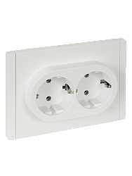 FORTE&PIANO Розетка 2-местная с заземлением без защитных шторок безвинтовое крепление 16А FP224 белый IEK FP-R21-16-1-K01