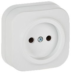 GLORY Розетка 1-местная для открытой установки без заземления без защитных шторок 10А РС20-2-ХБм белый матовый IEK ERH10-K01M-10