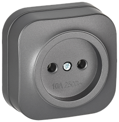 GLORY Розетка 1-местная для открытой установки без заземления без защитных шторок 10А РС20-2-ХСм сталь матовый IEK ERH10-K46M-10