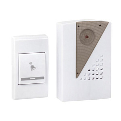 Звонок беспр. на батарейках 004 (бел.-сер. 36 мелод. с индик. 2х1,5В АA дист. 80м.) EKF DBB-A-004