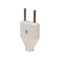 Вилка прямая без з/к 6А плоская белая REXANT 11-8946