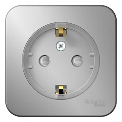 Розетка 1-м ОП Blanca 16А IP20 250В с заземл. защ. шторки с изолир. пластиной (компакт) алюм. SE BLNRA111113 1210552