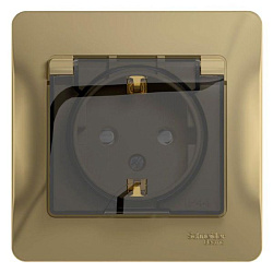 Розетка 1-м СП Glossa 16А IP44 с заземл. защ. шторки с крышкой в сборе титан SE GSL000448 1063795