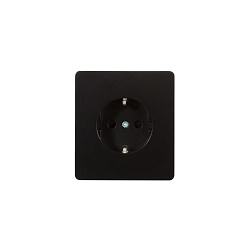 Розетка ROUND 1-ая с/з с/у, со шторками 16А оникс KRANZ KR-78-0701-3