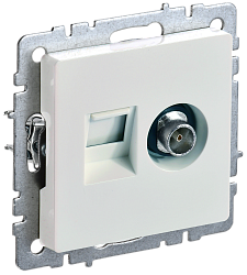 BRITE Розетка двойная TV+RJ45 кат.5E РТВ/РК12-БрЖ жемчуг IEK BR-AK20-1-K36