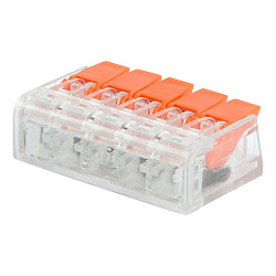 Универсальная компактная клемма СМК 221-415, 5-прoводная до 4,0 мм² (пакет 5 шт/уп) REXANT 07-5210