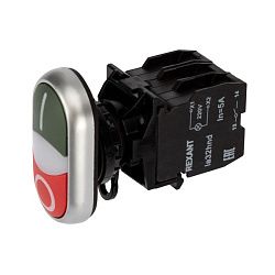 Кнопка LA32 красно-зеленая «Пуск-Стоп» с подсветкой NO+NC 36-5542