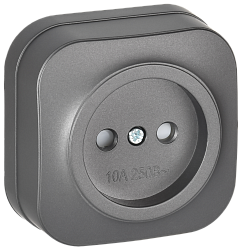 GLORY Розетка 1-местная для открытой установки без заземления с защитными шторками 10А РСш20-2-ХСм сталь матовый IEK ERH13-K46M-10