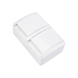 Блок горизонтальный 2 розетки (керамика) INDUSTRIAL IP54 с/з, о/у, белый KRANZ KR-78-0803